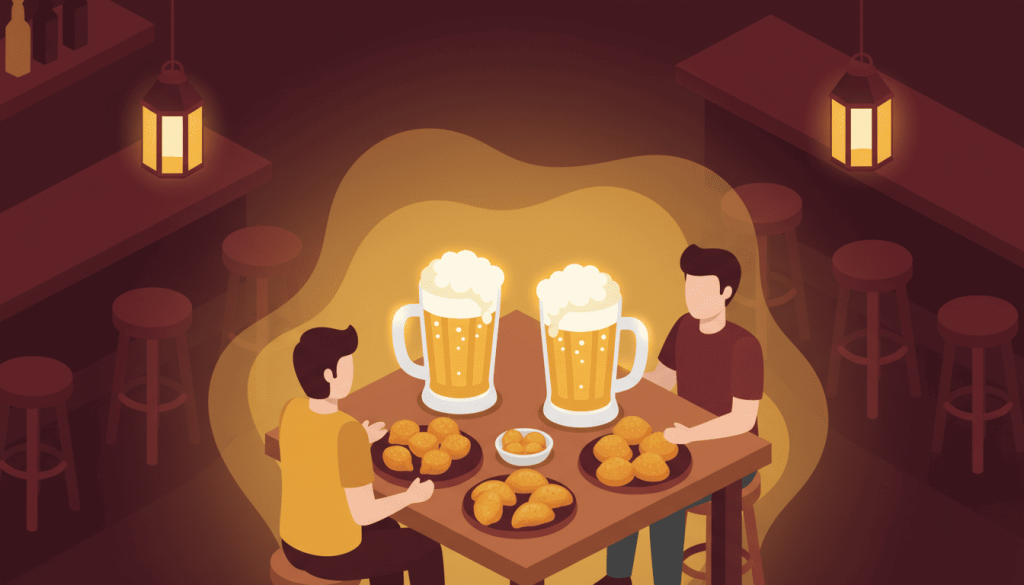 Happy hour no Flamengo com chopp gelado e petiscos