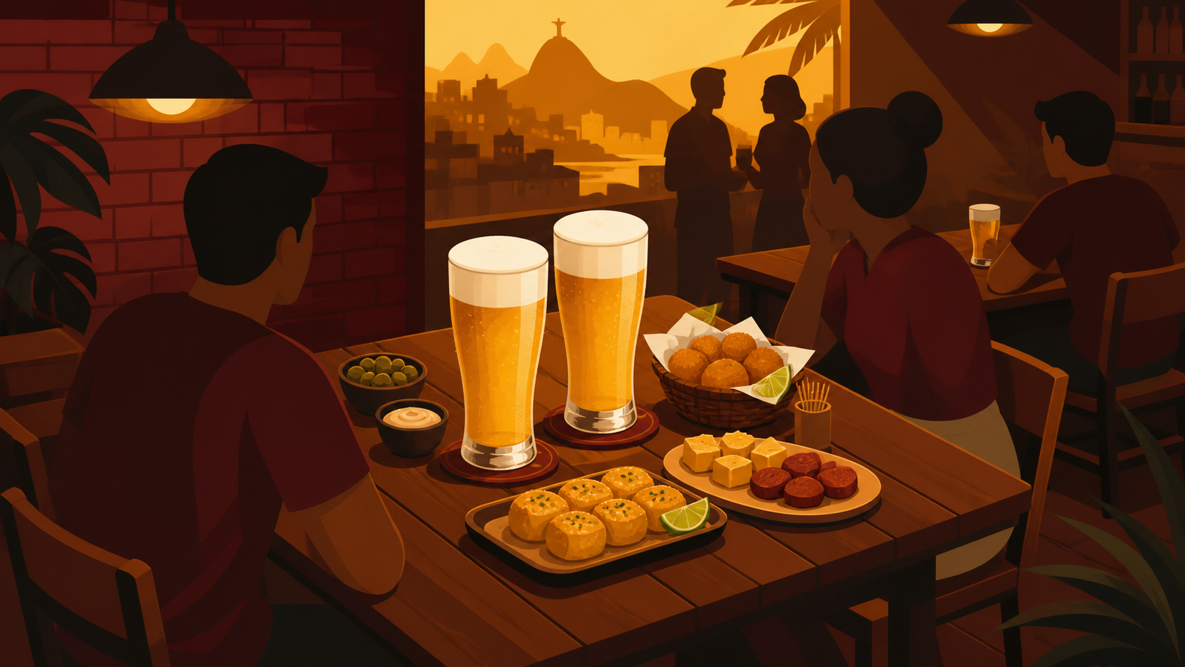 dose dupla de chopp no Flamengo com petiscos em restaurante